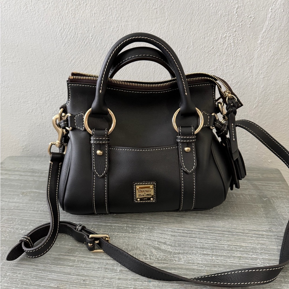 Dooney & Bourke Penrose 2 Black Satchel with Gold Accents